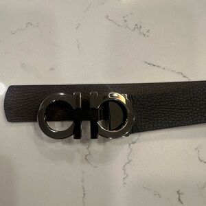 Black Leather Belt with Silver Buckle